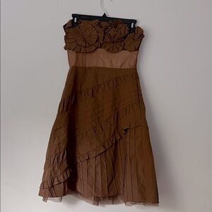 BCBG Maxazria Strapless Dress, Mocha color, size 8 silk & poly, lined